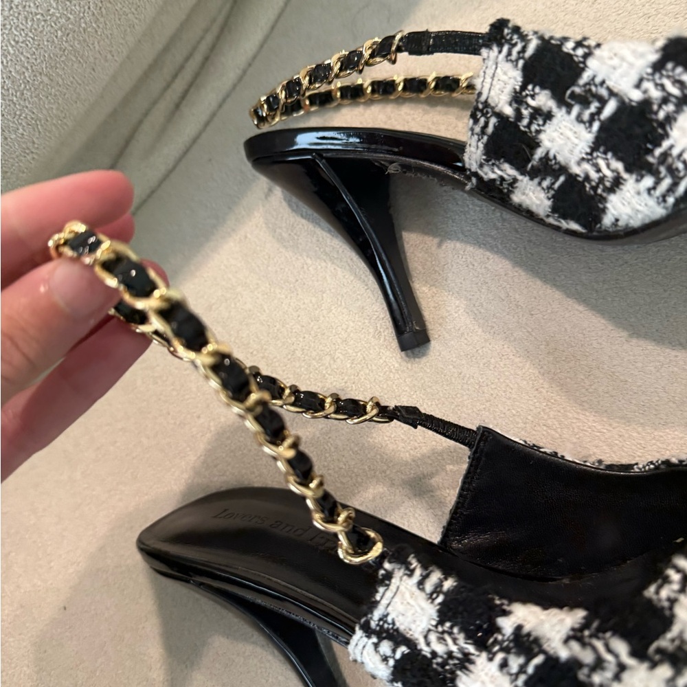 Chic Black and White Slingback Heels - Picture 5 of 6